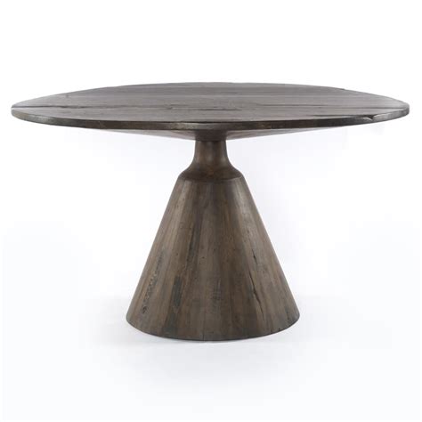 Jolina Mid Century Modern Dark Brown Reclaimed Wood Round Dining Table