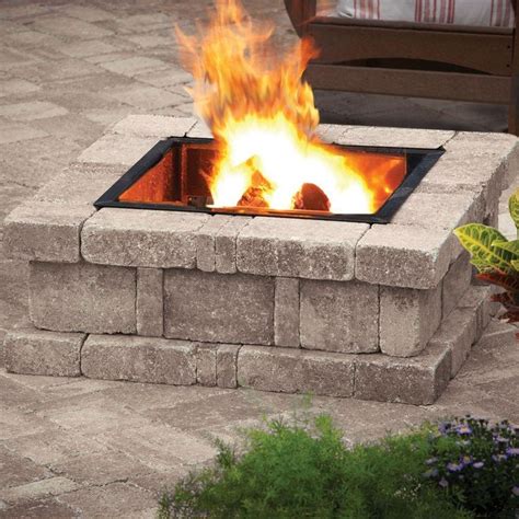 Pavestone Rumblestone 385 In X 14 In Square Concrete Fire Pit Kit No