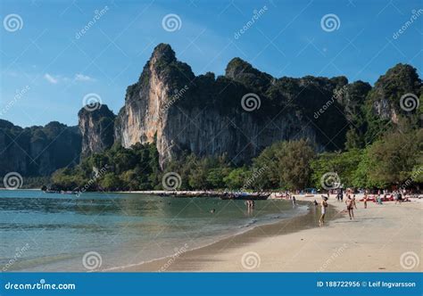 Railay Beach Between Ao Nang And Krabi In Southern Thailand Editorial