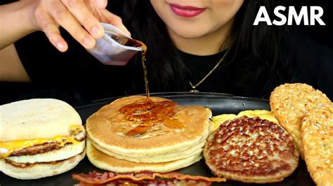 Asmr Mcdonalds Breakfast Hotcakes Sausage Mcmuffin And Hash Browns