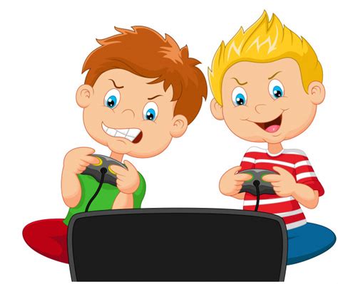 Los jugadores se reúnen una vez a la semana durante varias semanas o meses y mejoran sus habilidades sociales mientras juegan. Niños jugando videojuegos | Vector Premium