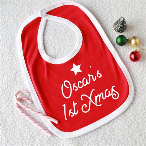 Personalised First Christmas Dinner Bib Lunch Babys 1st Christmas Bibs