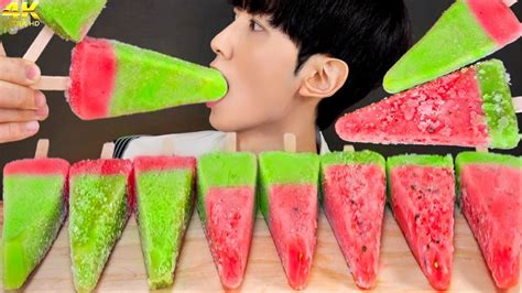 Asmr Ice Cream Watermelon Party 수박 아이스크림 먹방 Desserts Popsicle Candy