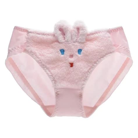 Women Milk Silk Cute Lovely Sweety Furry Rabbit Underwear Ruffles Elasticity Breathable Princess