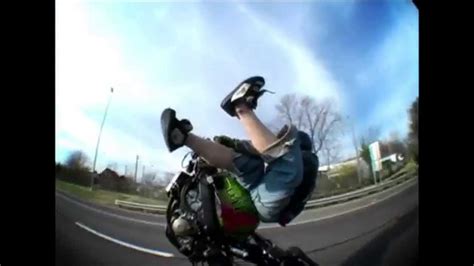 Throw the front wheel in the air! Wheelie with no front wheel down the highway - YouTube