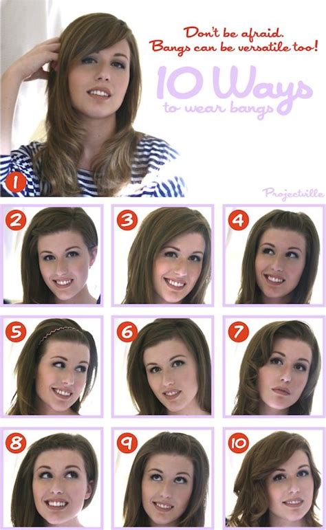 10 Ways To Wear Bangs Bitlyhvehwp Hair Styles Face Shape