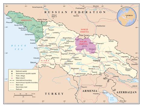 Large Detailed Political Map Of Georgia Abkhazia And South Ossetia