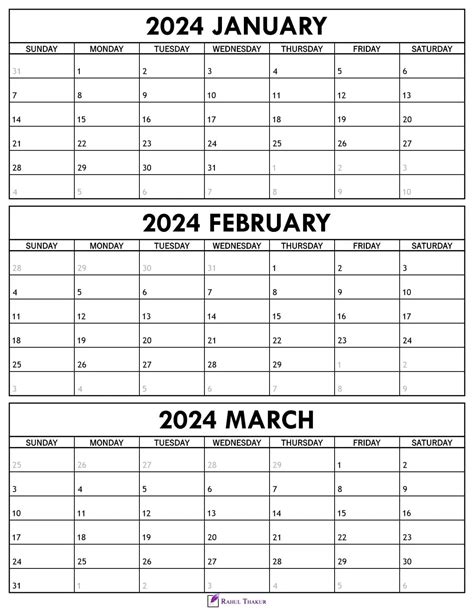 Printable January February March 2024 Calendar Printable Calendar 2024