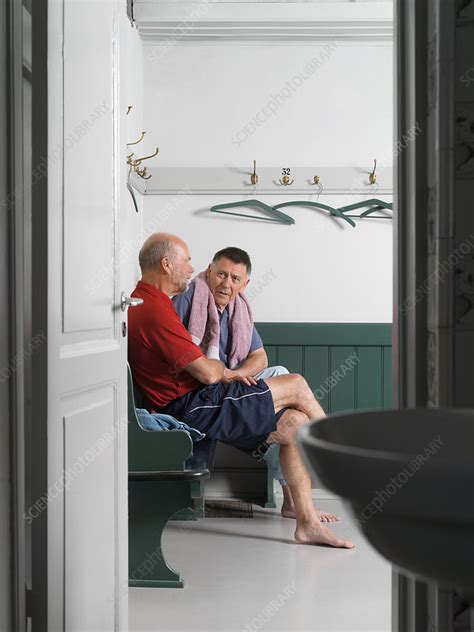 Older Men Sitting In Locker Room Stock Image F0188770 Science