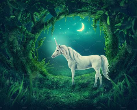 Unicorn In The Magic Forest High Quality Stock Photos ~ Creative Market