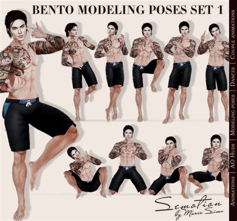 Second Life Marketplace Semotion Bento Modeling Poses Set 1 10 Male Static Poses