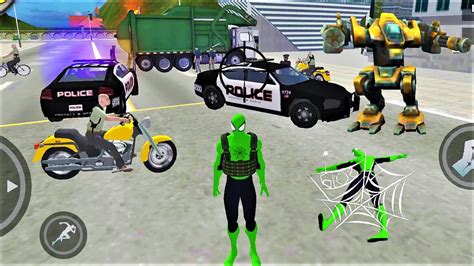 Green Spiderman Vs Police Spider Rope Heroninja Gangster Crime Vegas