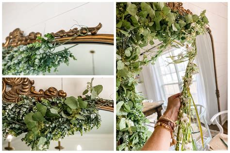 How To Decorate A Mirror With Greenery Garland Spring