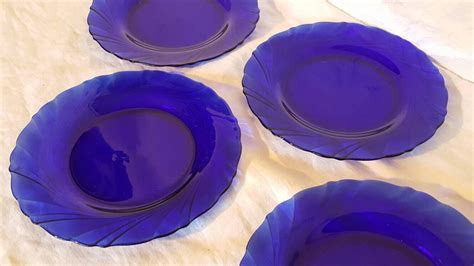 Cobalt Blue Duralex Salad Plate French Cobalt Blue Glass Etsy Color Of The Week Plate Sets