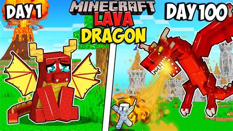 I Survived 100 Days As A Lava Dragon In Minecraft Youtube