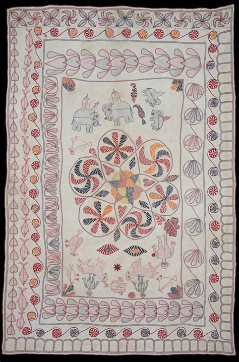 Kantha Embroidered Cotton Quilt Bengal C1900 Bordado