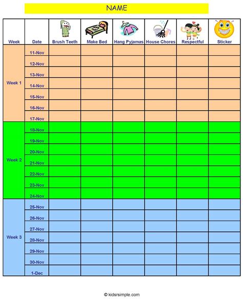 Routine Chart Template