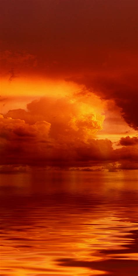 Download 1080x2160 Wallpaper Red Clouds Storm Sunset Art Honor 7x
