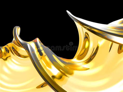 Yellow Shiny Transparent Liquid Splash On White Background Stock