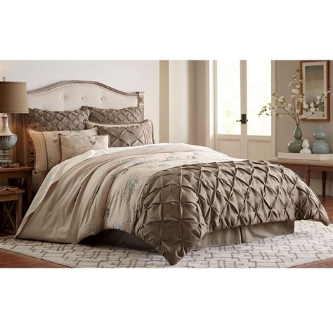 Essential Home Jacobean 8 Piece Comforter Set Taupe Home Bed