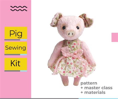 Diy Pink Pig Juguete Animal Relleno Piglet Coser Kit Kit De Etsy