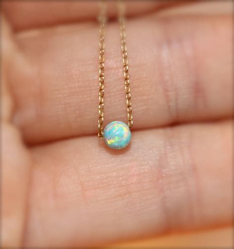 Opal Necklace Tiny Dot Necklace Opal Bead Necklace Everyday