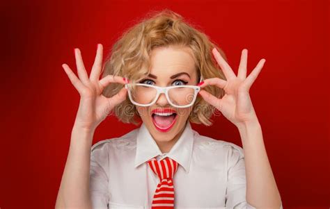 Surprised Woman Looking Stock Photo Image Of Spectacles 29200924