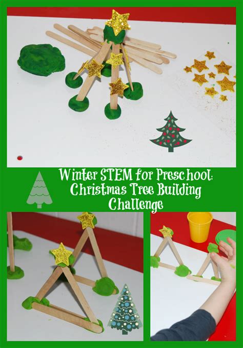 Winter Stem Activity For Preschool Evergreen Tree Building Challenge
