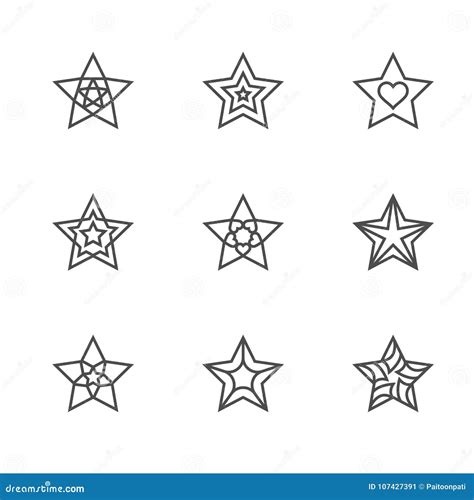Christmas Star Symbol Outline Stroke Design Black And White Color With