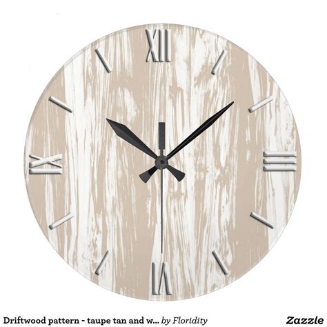 Driftwood Pattern Taupe Tan And White Large Clock Large Clock