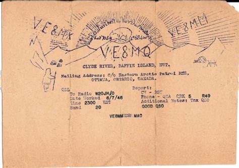 Vintage Ham Radio Qsl Cards 1946 Ve8mm Baffin Island 799 Picclick