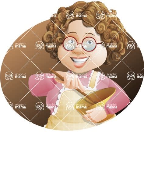 Grandma Vector Cartoon Character 112 Illustrations Set Cooking Illustration With Background