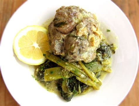 Greek Lamb Stew With Egg Lemon Sauce Arnaki Fricassee Recipe Lamb