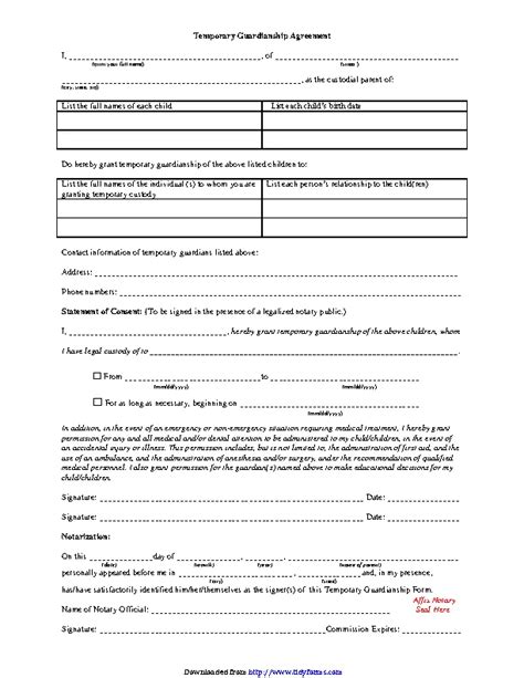 Temporary Guardianship Agreement Pdfsimpli