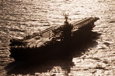 A Starboard Quarter View Of The Nuclear Powered Aircraft Carrier Uss