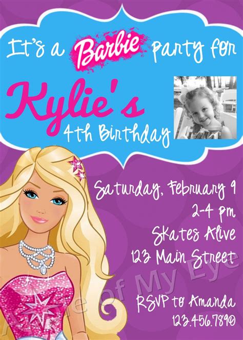 Barbie Birthday Party Digital Invitation 1000 Via Etsy Barbie