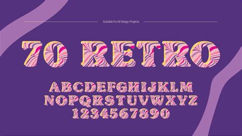 70s Retro Purple Wavy Artistic Typography Font 18939291 Vector Art At