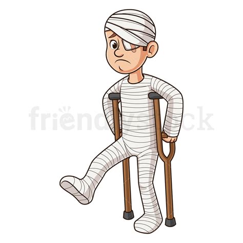 Injured Man In Body Cast Cartoon Clipart Vector Image Friendlystock