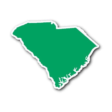 South Carolina State Shape Sticker Outline Green South Carolina