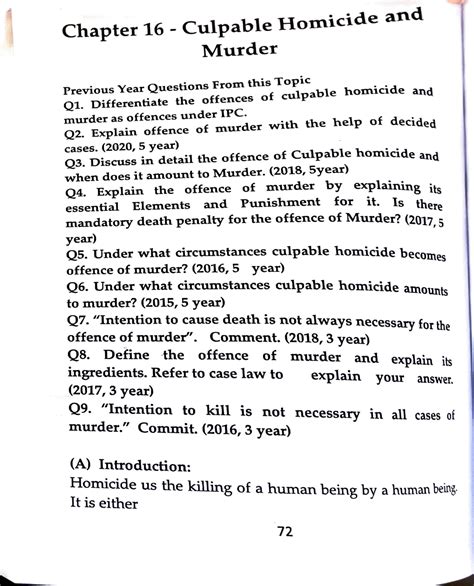 Culpable Homicide And Murder Llb Studocu
