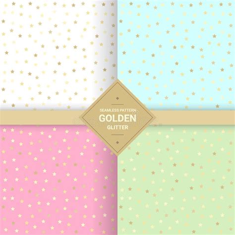 Gold Glitter Stars Purple Seamless Pattern Stock Illustrations 334