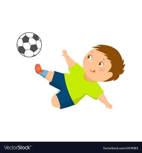 Cartoon Soccer Player Kicks Ball Royalty Free Vector Image