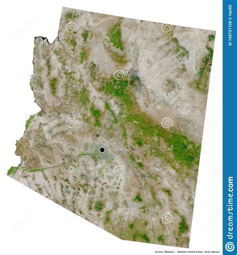 Arizona State Of Mainland United States On White Satellite Stock