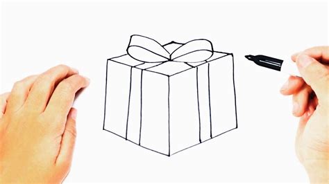How To Draw A Present Step By Step Christmas Present Draw Youtube