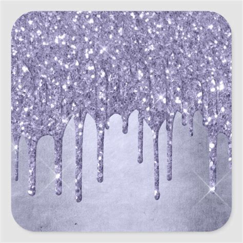 Lavender Drip Party | Chic Pastel Purple Glam Pour Square Sticker ...