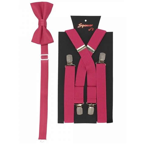 Hot Pink Mens Suspenders And Bow Tie Sets 1inch X Back Spencer Js
