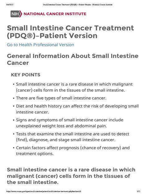 small intestine cancer treatment pdq® patient version metastasis cancer