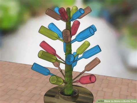 How To Make A Bottle Tree Wine Bottle Wind Chimes Wine Bottle Diy Crafts Wine Bottle Trees