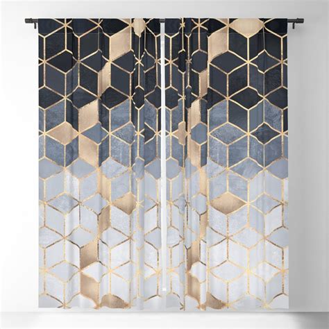 Soft Blue Gradient Cubes Blackout Curtain By Elisabeth Fredriksson