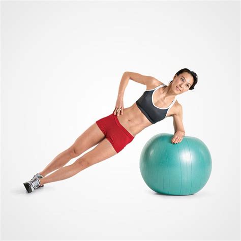 side plank with elbow on swiss ball fitness obliques workout